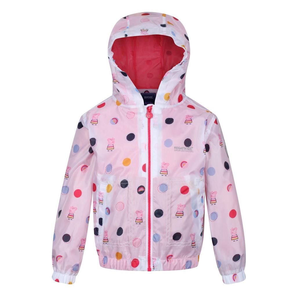 Regatta Childrens/Kids Peppa Pig Polka Dot Hooded Waterproof Jacket