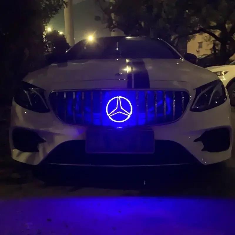 AABGZ1 Car Front Grilled Star Emblem LED Illuminated Logo White Blue Red Light for Mercedes Benz W253 W204 W205 W213 glc gle w166 w176