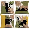 Мультяшная милая наволочка с кошкой, льняная, грязеотталкивающая, автомобильная подушка, декор интерьера дома, наволочка для диванной подушки