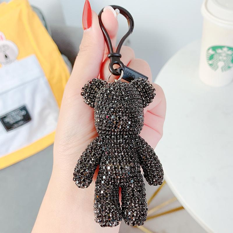 Симпатичные Роскошные Кристаллы Роскошный Мрачный Медведь Брелок Автомобильный Брелок Брелок Подвеска Женская Автомобильная Сумка Очаровательный Подвеска Подарки