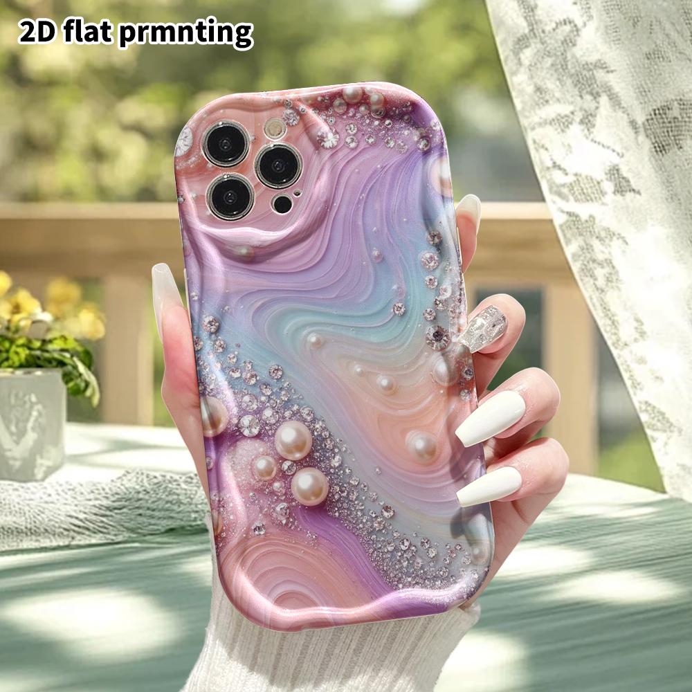 Phone Case: 2D flat, fits iPhone 12 Pro, 13, 14, 15, 16, 17, 18, phone decoration, pearl diamonds, perfect gift for Christmas and Halloween