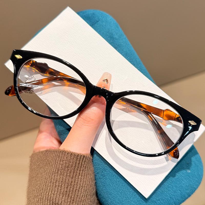 Men Women Fashion High Definition Anti Blue Light Reading Glasses Neutral New Retro Oval Frame Farsighted Glasses To +3.5+4.0