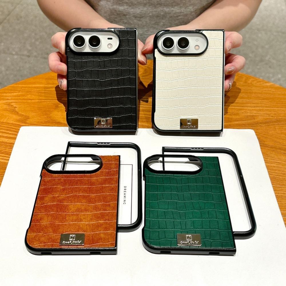 Для iPhone DUO Роскошный кожаный чехол с текстурой крокодила, жесткий, ударопрочный, защищающий от царапин, для iPhone Fold, задняя крышка