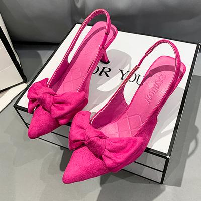 Новый тренд, модные женские сандалии с бантом, пикантные туфли на высоком каблуке с острым носком, весенние платья, тапочки с открытой пяткой, женские шлепанцы