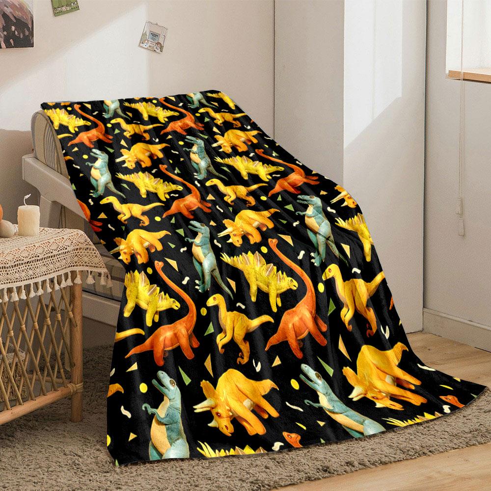 Cartoon Dinosaur Pattern Blanket bedroom Blanket for Livingroom Couch lunch break Soft throw for Friend's festival Gift
