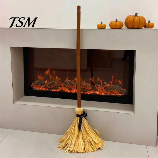 Spooky Haunted House Props Halloween Sound Broomstick, Moving Witch Broom Prop with Effects, Mysterious Holiday Home Decor Magic Toy for Party,