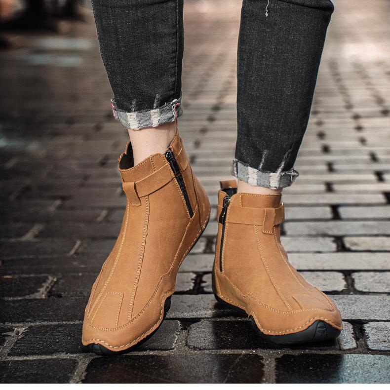 2024 Ретро-сапоги, мужская обувь из натуральной кожи, большие мужские туфли с высоким берцем