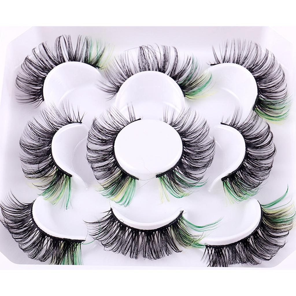 5 Pair 3D Mink Lashes Colored Lashes Mink Lashes Mix Colored Eyelashes Pink Blue Red False Eyelashes Makeup for Women