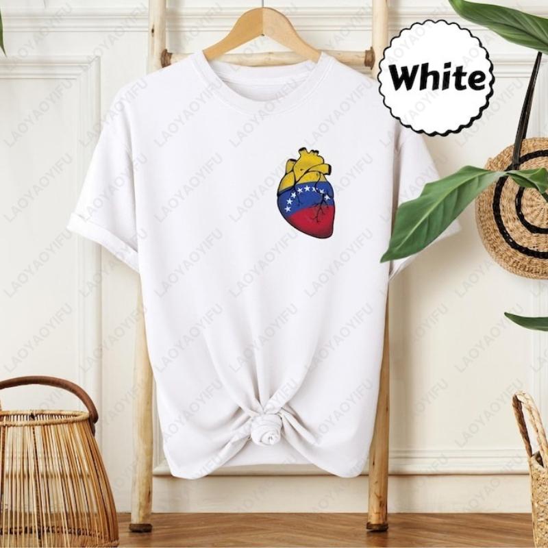 Freedom Heart Venezuela Unisex Cotton Shirt Hands Off Venezuela Peace Sovereignty Flag Oneck Printed Women Unisex Tops History