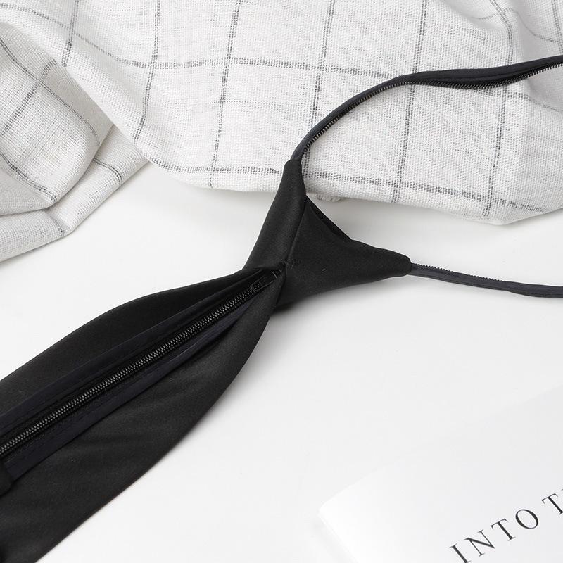 Tie Men's Formal Business 8cm Pure Plain Lazy Zipper Tie