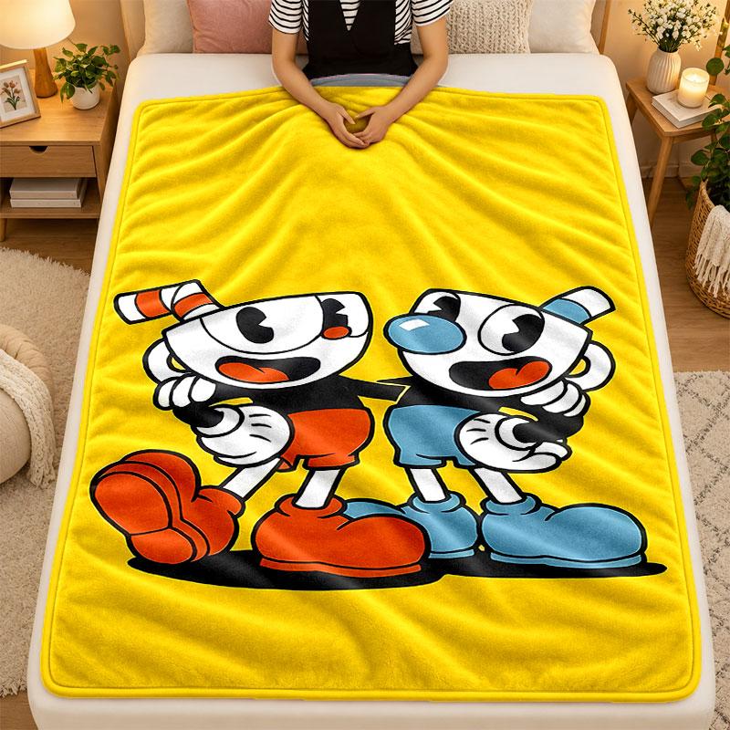 Фланелевое одеяло Cuphead Теплое Мягкое Плед для Дивана Кровати Гостиной