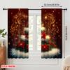 2pcs,2D Plane Printing Light Filtering Curtains Christmas Tree Poinsettia Ornaments_a Versatile Durable Polyester (without Rod)