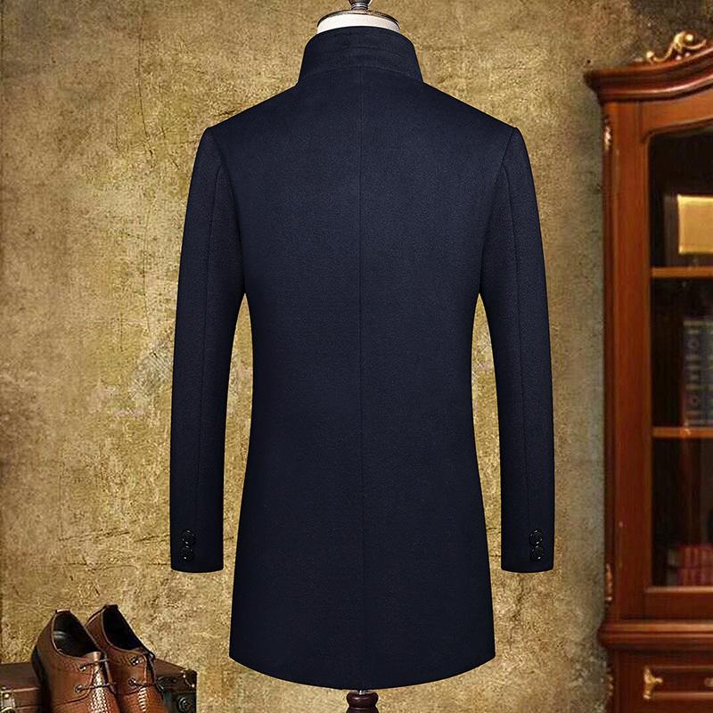 Autumn and Winter Men's Business Woolen Coat Fashion Non-ironing Liner Thickened Woolen Coat Men