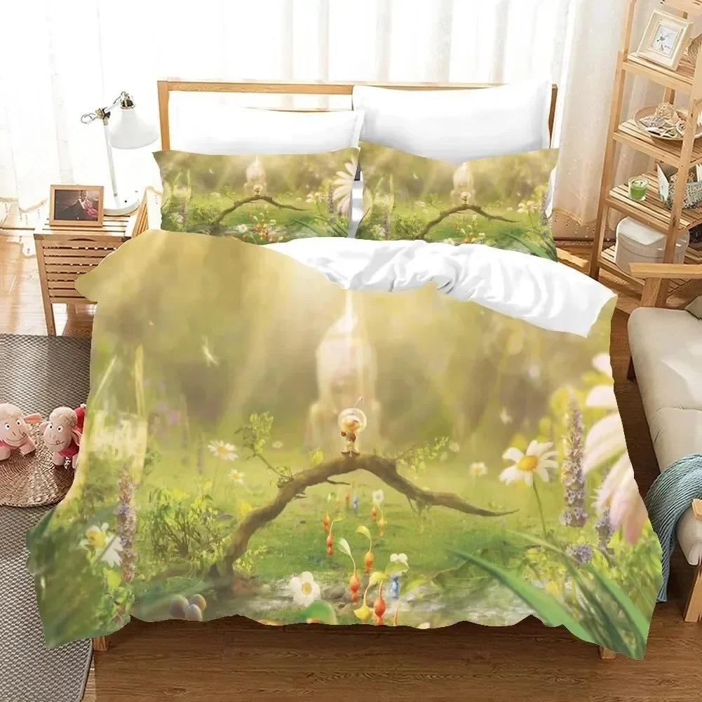 3D Printed Pikmins Game Bedding Set Boys Girls Twin Queen Size Duvet Cover Pillowcase Bed Boys Adult Fashion Home Textileextile