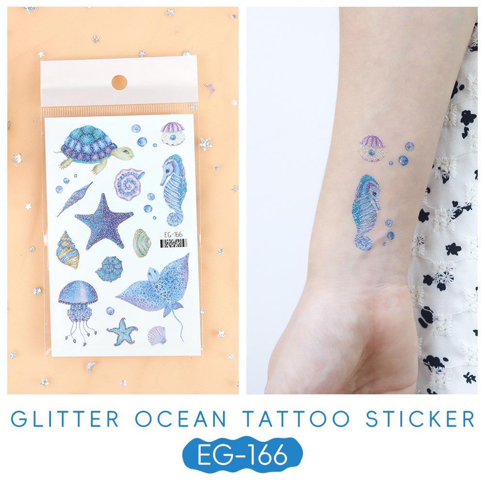 2023 Ruikalong водонепроницаемые блестящие морские животные мультфильм татуировки наклейки для детей