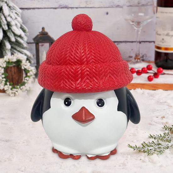 Рождественский пингвин коробка для хранения конфет пингвин в красной шапке шоколадные сладости контейнер для закусок статуэтка статуэтка смола украшение
