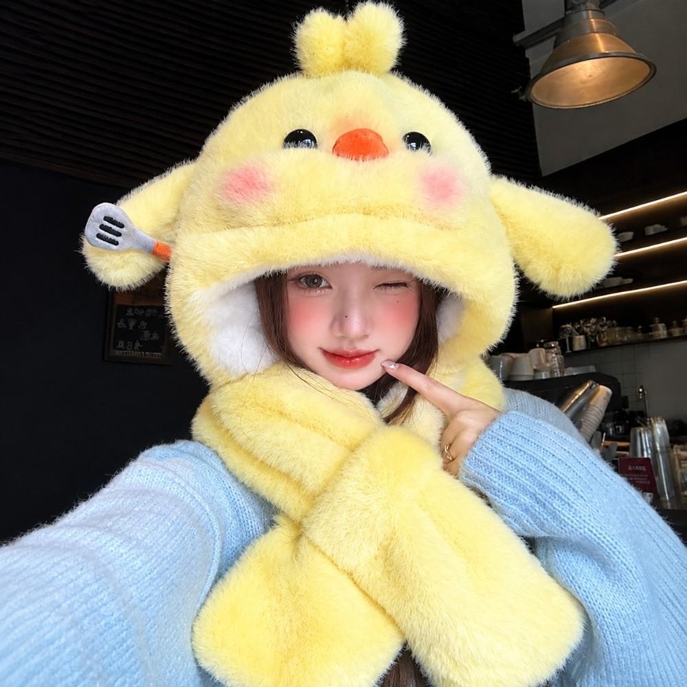 Warm Winter Plush Hat Duck Ear Protection Cap New Earflap Scarf Hat Outdoor