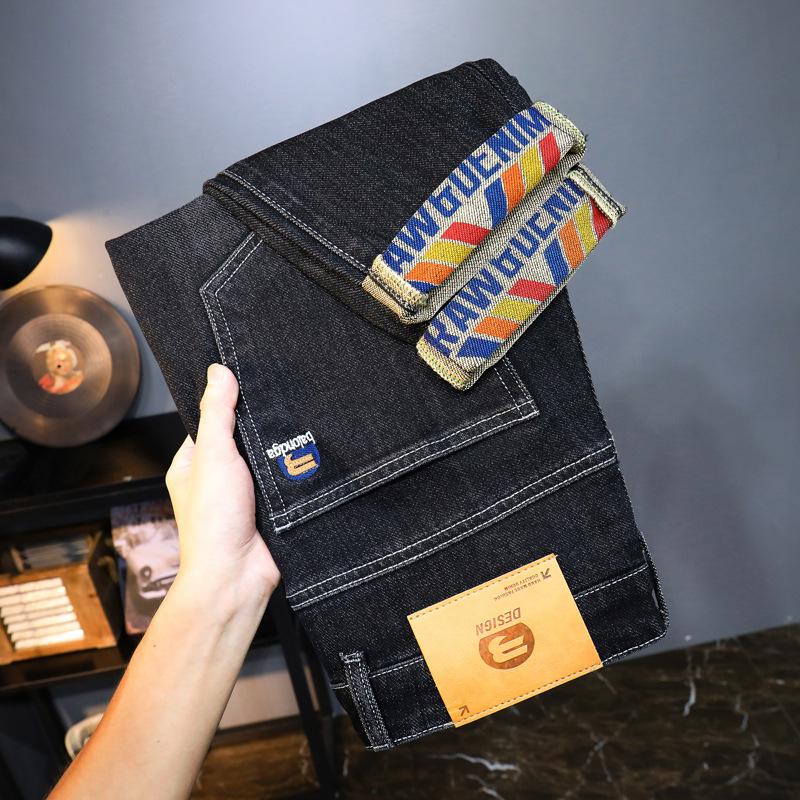 Мужские джинсы Slim Fit Stretch с вышивкой 2024 года, весна-лето — высококачественные универсальные прямые брюки Small