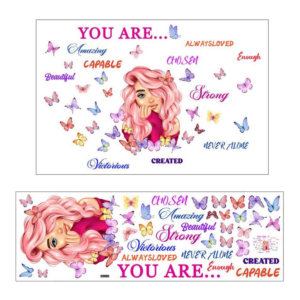 Cartoon Girl Wall Stickers Multicolor Wall Decorative Sticker Creative Wall Decal Girl Bedroom