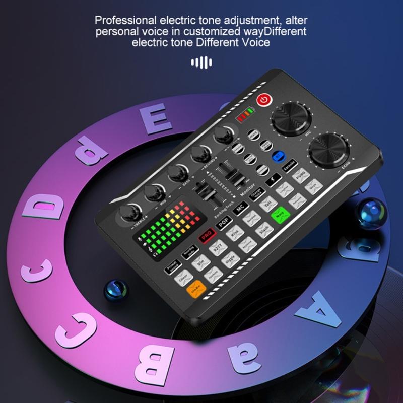 F998 Condenser Microphone With Auditory Mixer Sound Card For Clear Auditory In Podcasts And Music Production