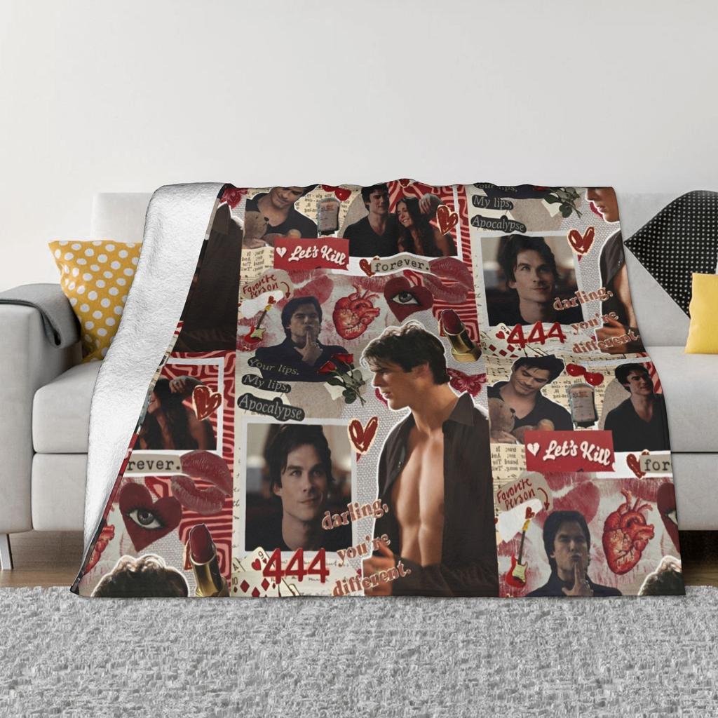 Фланелевое одеяло Damon Salvatore The Vampire Diaries для кровати, спальни, теплое, плюшевое, тонкое одеяло