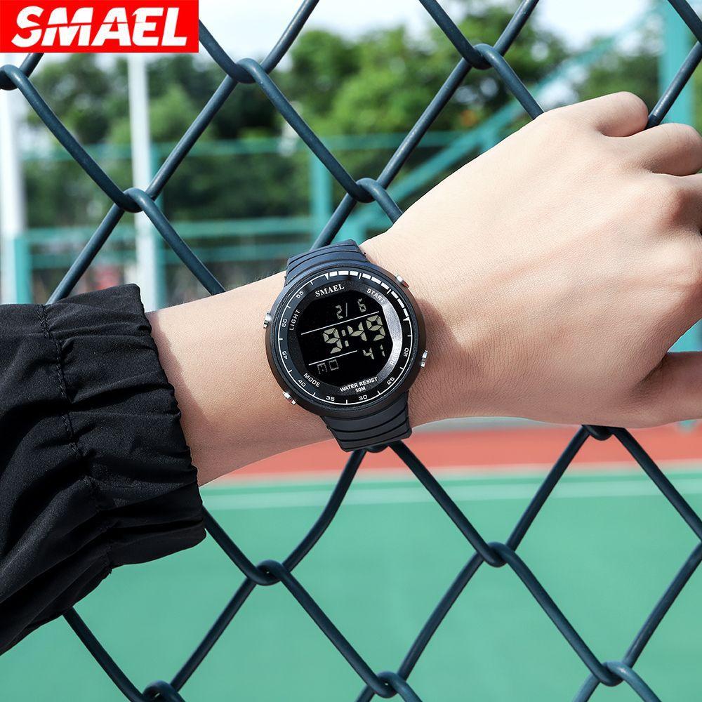 SMAEL Мужские часы, цифровые 50 м, водонепроницаемые спортивные наручные часы, секундомер, будильник, мужские часы с автоматической датой 1925, военные цифровые часы