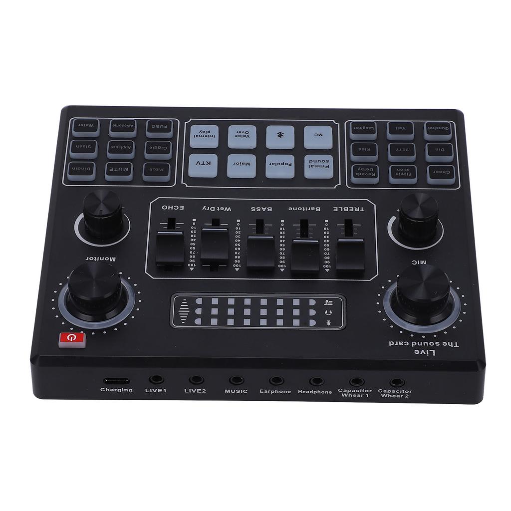 Двухканальная звуковая карта для прямой трансляции, Bluetooth аудиомикшер-конвертер с зарядным кабелем, батарея 800 мАч