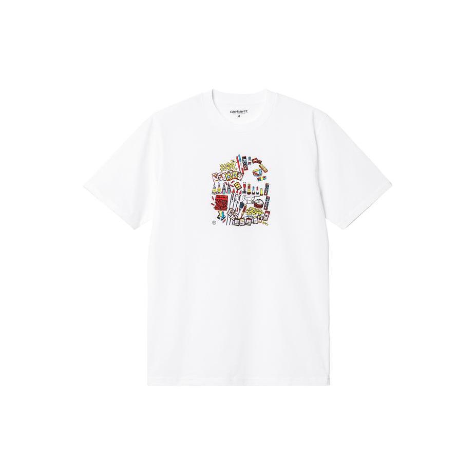 Carhartt WIP SS23 CHROMO T-Shirts Men's White Crew Neck Moderate Straight Fit CHXTES232037K-WHX