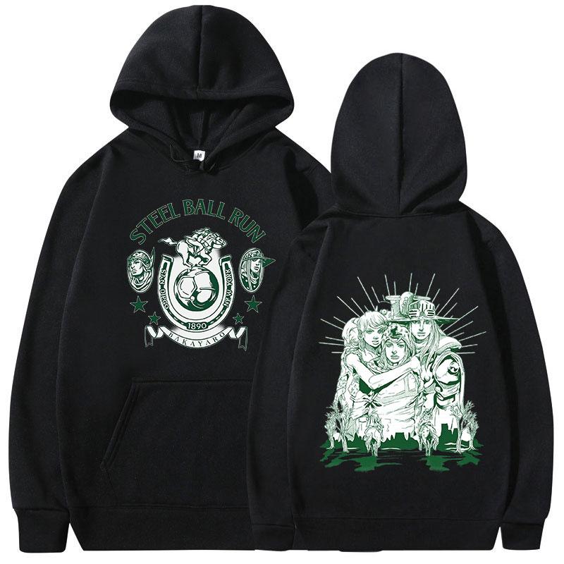 Японское Аниме JoJo's Bizarre Adventure Худи STEEL BALL RUN Графические Свитшоты по Манге Мужские Женские С Длинным Рукавом Флисовые Пуловеры