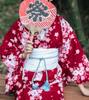 Getz Flowing Cherry Blossom with a Plain Elegant One Size Fits Set with Perfect for Fireworks Summer Bon and and Perfect for Women's Yukata, Red,
