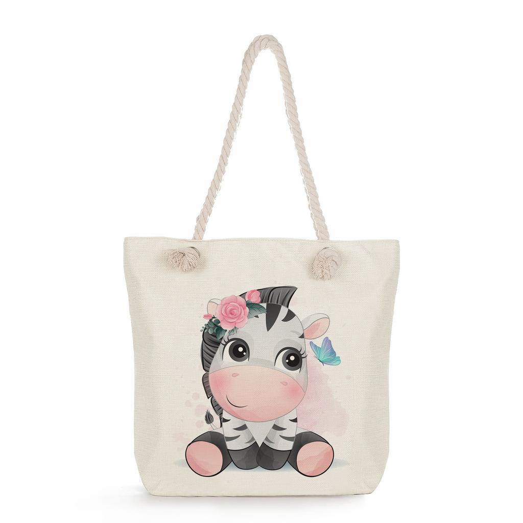 Многофункциональная Милые животные Принт Толстая веревка Плечо Пляжная сумка 7586