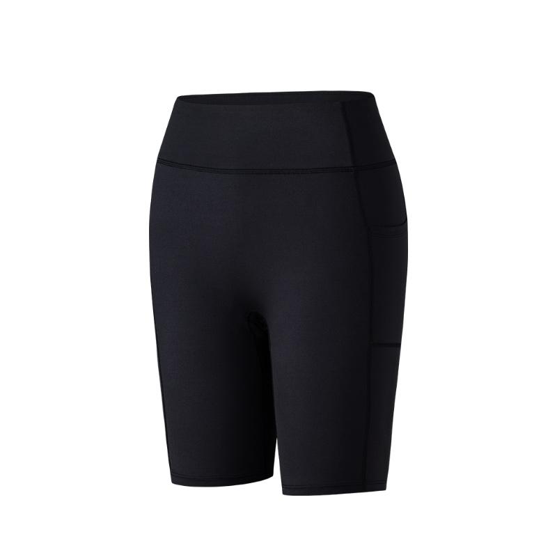 Anta Training Series Solid Color Mid-Rise Breathable Versatile Tight Sports Shorts Women Shorts Black 962527306-5