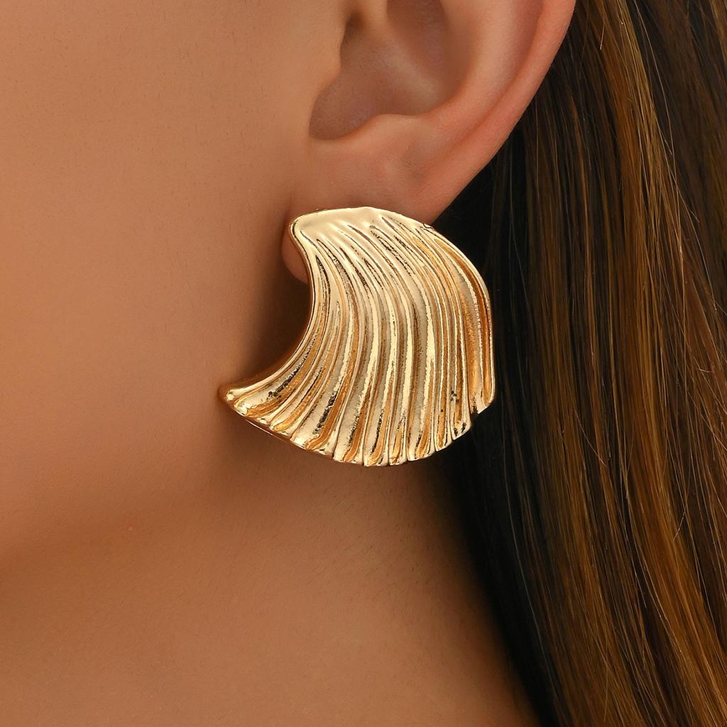 Модные серьги Персонализированные серьги-гвоздики в форме волны Легкие роскошные серьги-веера