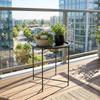 Gartentisch, Runder Außen-Beistelltisch aus Stahl mit herausnehmbarem Tabletttisch, faltbares Design, Terrassentisch, Schwarz