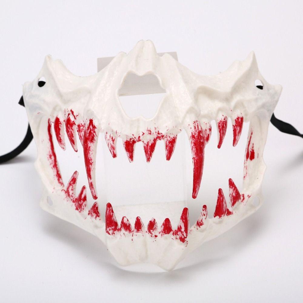 Resin Long Teeth Mask Half Mask Bloody Skull Mask Nightclub Cosplay