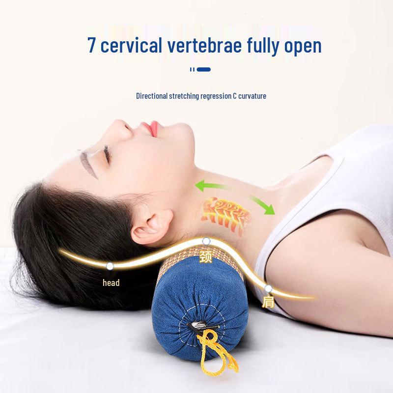 Mugwort Cooling Neck Pillow: Cervical Spine Support, Ice Silk Sleep Aid, Cylindrical Design for Neck Protection