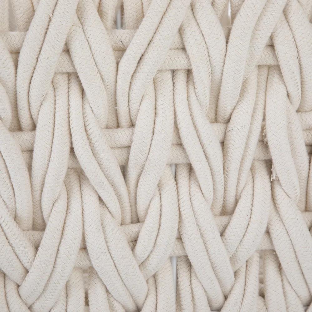 Средняя белая плетеная веревочная декоративная корзина для хранения ручной работы, органайзер для хранения, петлевые ручки, богемный домашний декор, плетение корзин