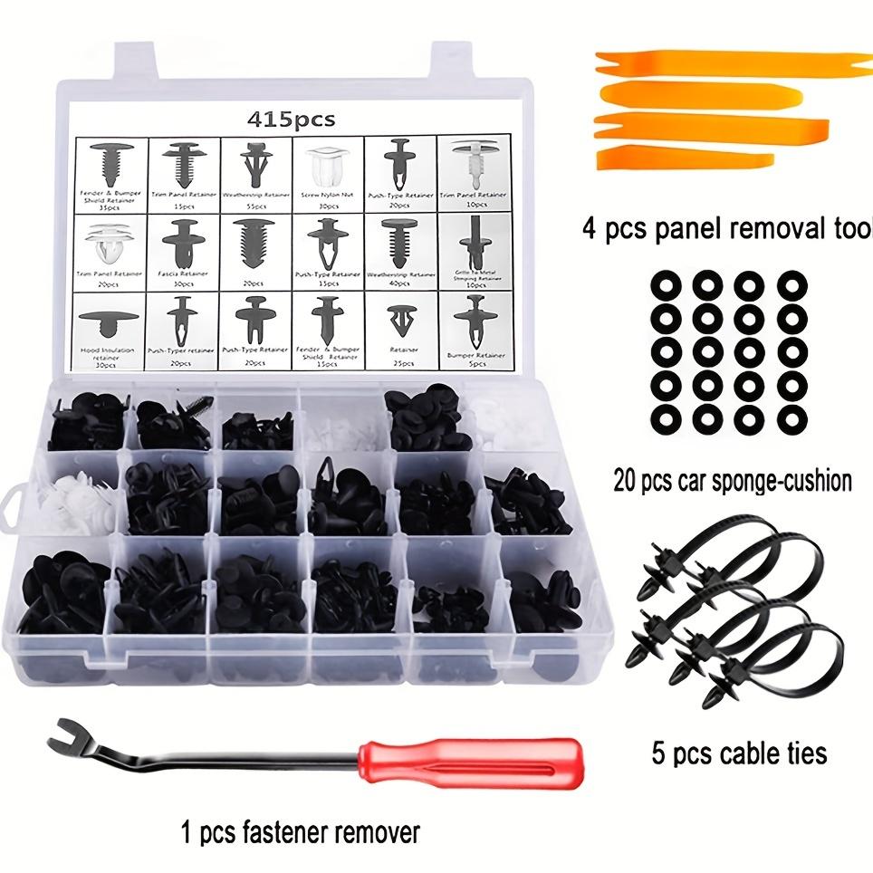 415pcs Car Push Retainer Clips Kit - Plastic Door Panel Fasteners, Fender Bumper Clips Most Popular Sizes