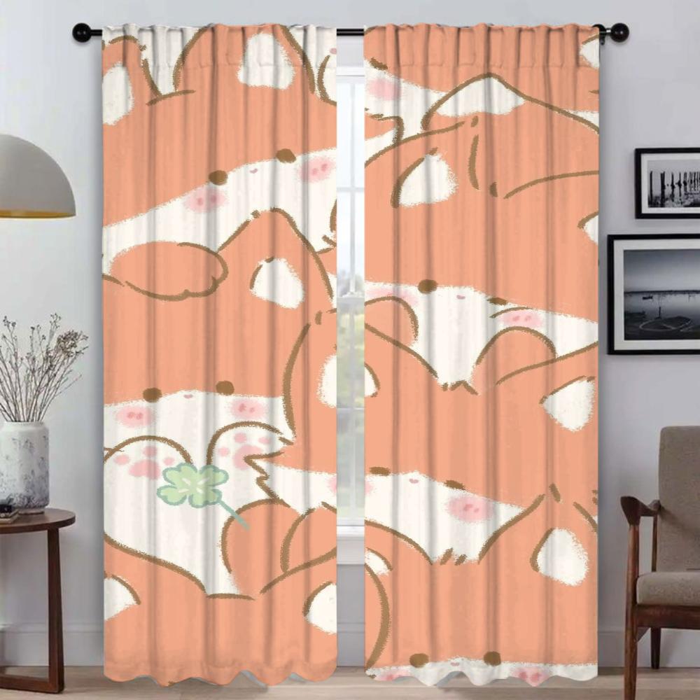 Blackout Curtains 2 Pieces Cut Cartoon Animal Home Interior Curtains for Camera Tulle for Bedroom Shades Partition Curtain Room