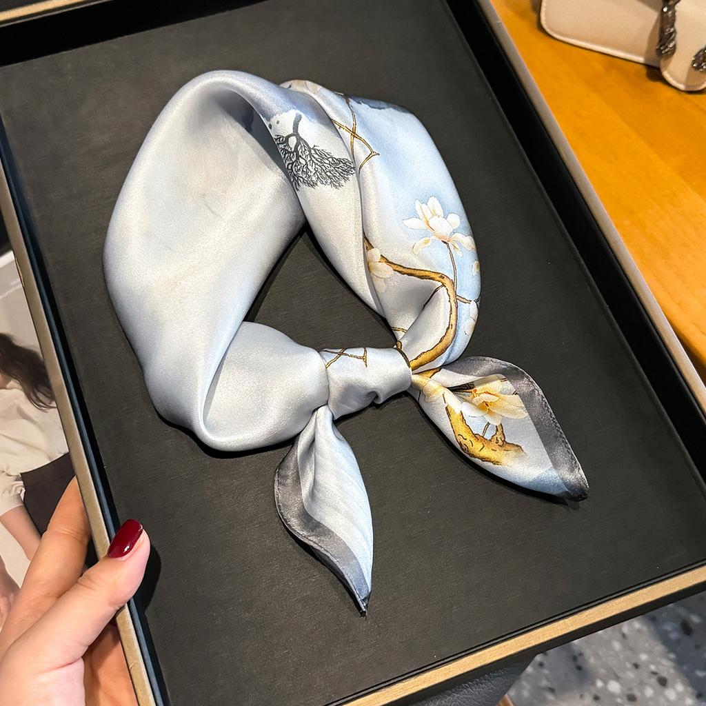 100% Натуральный Шарф из Шелка Женский Квадратный Галстук на Шею Шарфы Шали Накидки для Леди Фуляр Шарфы Пашмина Женский Хиджаб Бандана буфанда