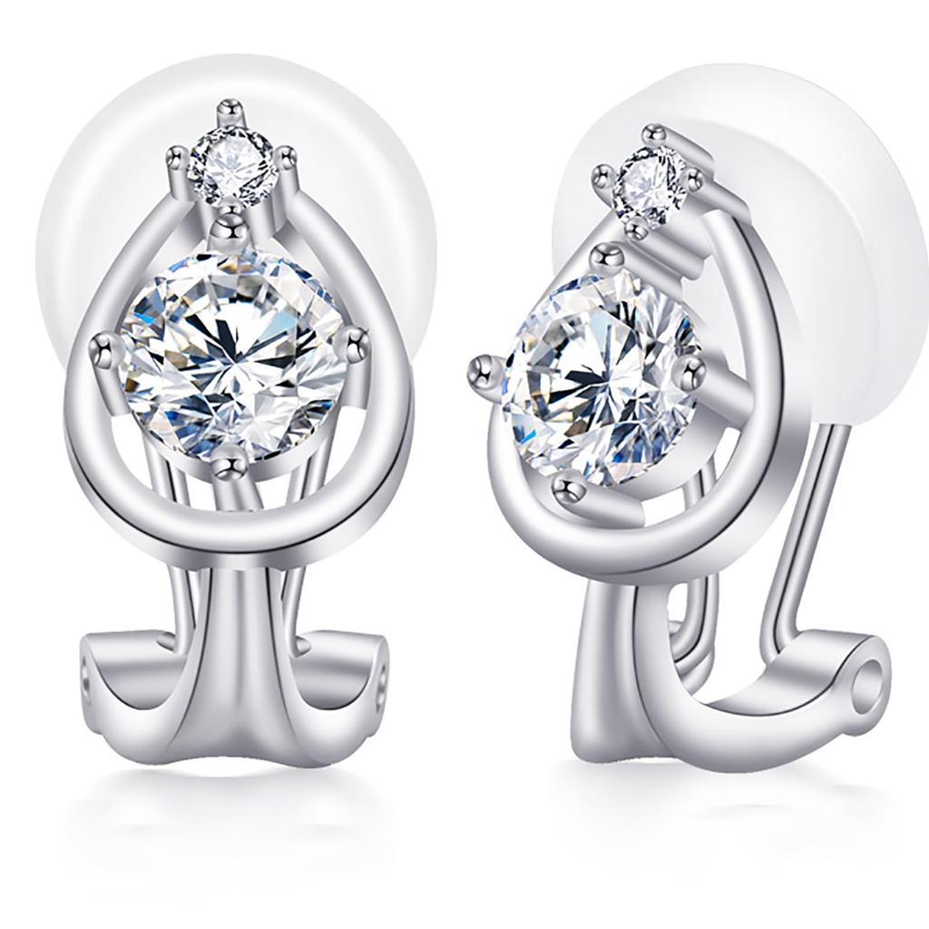 Metal Allergy 925 18K Platinum For Everyday Use SK.Whiee Women's Earrings, Popular, Friendly, "Happiness Comes", Silver, Painless, Non-pierced