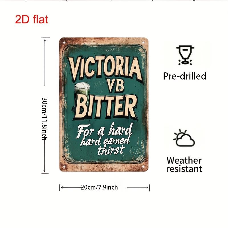Металлическая табличка PC Vintage Victoria VB Bitter Ретро Декор Стены с Предварительно Просверленными Отверстиями Классический Зелено-Желтый Дизайн для Домашнего Бара