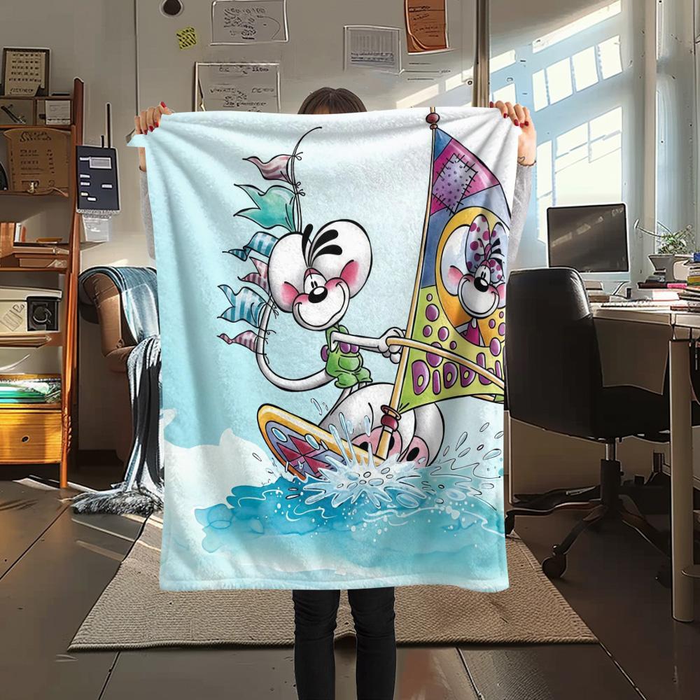 Diddl the Jumping Mouse Flannel Blanket, High quality Comfortable for All Seasons, Home Decor, Warmth and Comfort