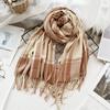 Шарф Осенне-зимний Имитация Кашемира Гусиная лапка Шаль для Женщин Модный и Универсальный Теплый Длинный Шарф с Кисточками
