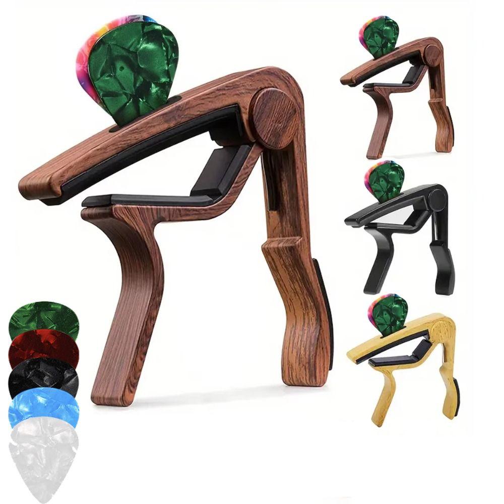 Stable Rubber Padded Guitar Capo Aluminum Zinc Zinc Alloy Violin Tune Change Clamp Guitar Pick Holder Banjo