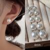 New Year Style Milk White Pearl Stud Earrings - Women's High-End Versatile 925 Silver