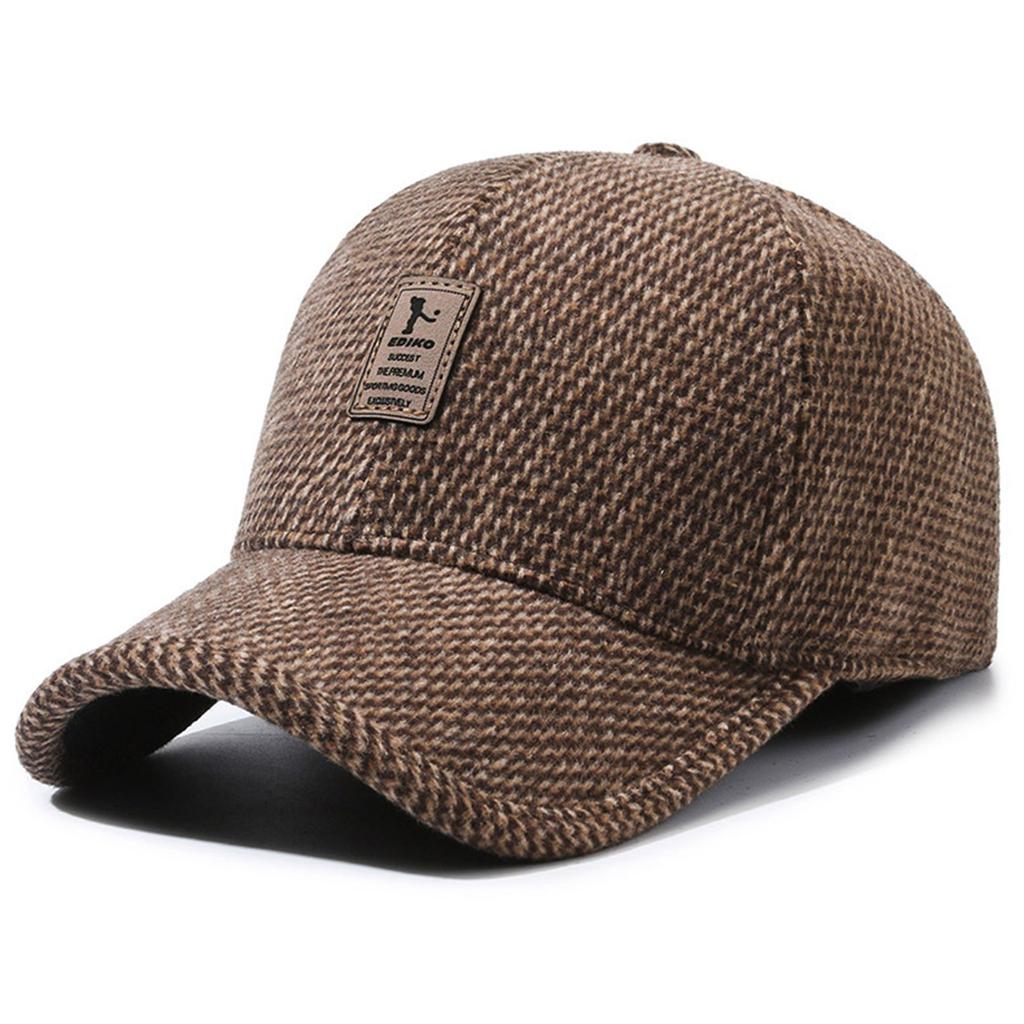 Мужская осенне-зимняя кепка с ушками, шерстяная кепка, ветрозащитная и морозостойкая, толстая, теплая, для улицы, для людей среднего и пожилого возраста, бейсболка