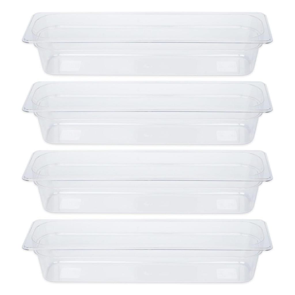 Thunder Group пищевая кастрюля глубиной 100 мм, набор из 4 л, можно мыть в посудомоечной машине, изготовлена из прочного поликарбоната, коммерческий прозрачный 1/2 PLPA8124L-4S