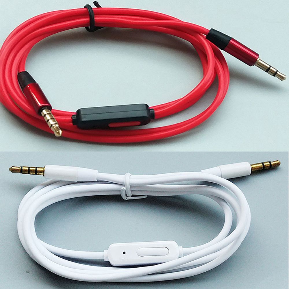 1.2m Headphone Volume Control Speaker Line Audio Cable 3.5mm Jack Aux Cord with Mic