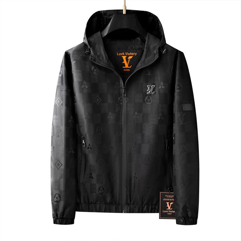 Модная европейская мужская жаккардовая куртка с капюшоном 2025 года - Повседневное пальто с темным узором